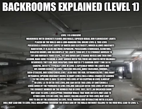 Backrooms explained level 1 - Imgflip