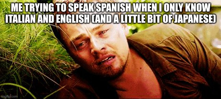 the struggle | ME TRYING TO SPEAK SPANISH WHEN I ONLY KNOW ITALIAN AND ENGLISH (AND A LITTLE BIT OF JAPANESE) | image tagged in the struggle | made w/ Imgflip meme maker