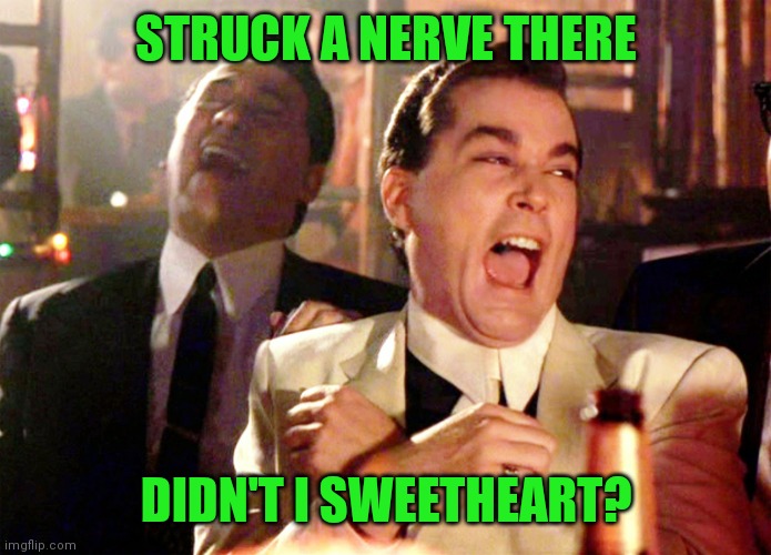 Good Fellas Hilarious Meme | STRUCK A NERVE THERE DIDN'T I SWEETHEART? | image tagged in memes,good fellas hilarious | made w/ Imgflip meme maker