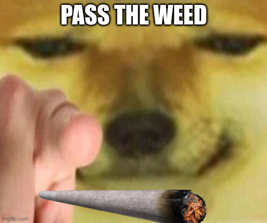 Cheems Pointing At You | PASS THE WEED | image tagged in cheems pointing at you | made w/ Imgflip meme maker