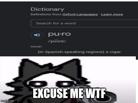 cigar? | EXCUSE ME WTF | image tagged in puro | made w/ Imgflip meme maker