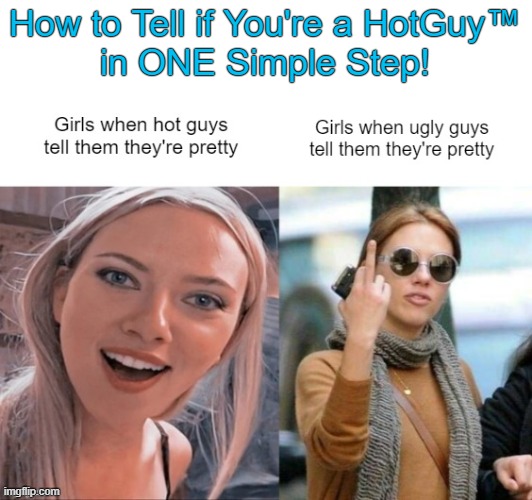 100% Accurate HotGuy™ Tester | How to Tell if You're a HotGuy™
in ONE Simple Step! | made w/ Imgflip meme maker