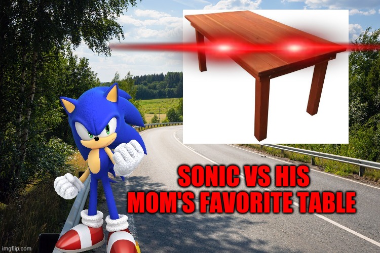 sonic | SONIC VS HIS MOM'S FAVORITE TABLE | image tagged in sonic | made w/ Imgflip meme maker