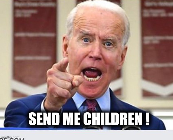 Joe Biden no malarkey | SEND ME CHILDREN ! | image tagged in joe biden no malarkey | made w/ Imgflip meme maker