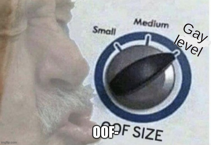 Oof size large | Gay level OOF- | image tagged in oof size large | made w/ Imgflip meme maker