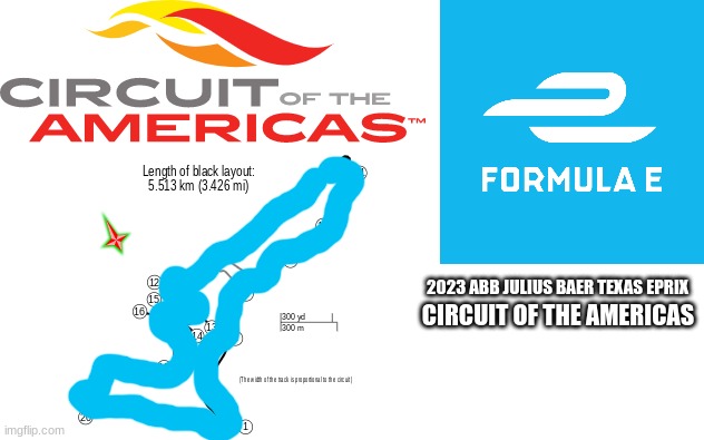 concept of a Formula E race at COTA? | 2023 ABB JULIUS BAER TEXAS EPRIX; CIRCUIT OF THE AMERICAS | image tagged in formula e,motorsport,open-wheel racing,stop reading the tags,why are you reading this,you're actually reading the tags | made w/ Imgflip meme maker