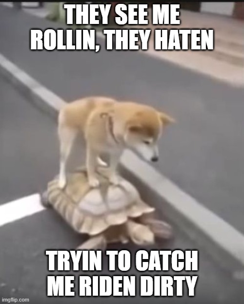 Im really sorry | THEY SEE ME ROLLIN, THEY HATEN; TRYIN TO CATCH ME RIDEN DIRTY | image tagged in they see me rollin dog | made w/ Imgflip meme maker