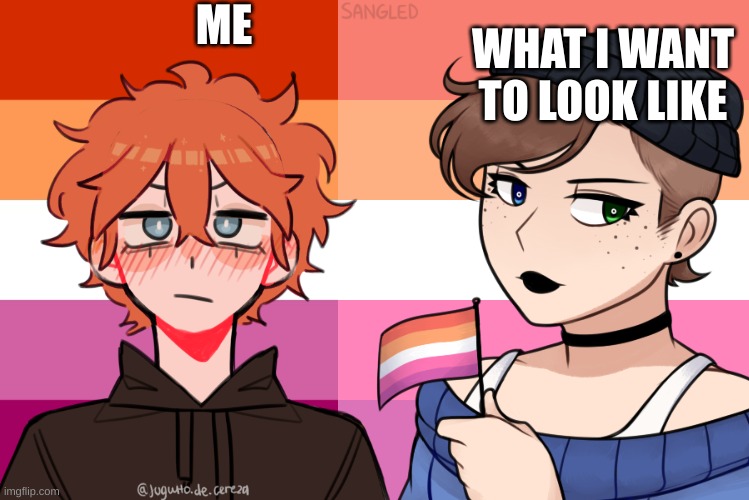 :::::(((((((((((((((((((((((((( | ME; WHAT I WANT TO LOOK LIKE | image tagged in picrew,i want to look like this,sad,lgbtq | made w/ Imgflip meme maker