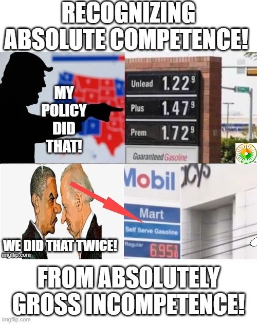 politics | RECOGNIZING ABSOLUTE COMPETENCE! FROM ABSOLUTELY GROSS INCOMPETENCE! | image tagged in political meme | made w/ Imgflip meme maker