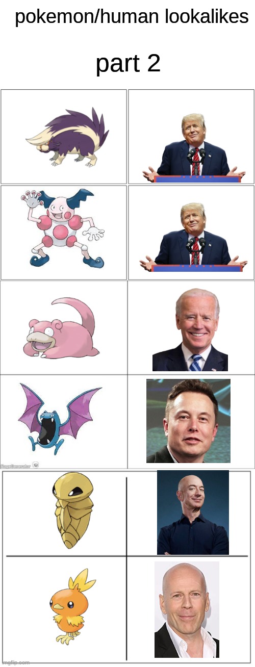 e | pokemon/human lookalikes; part 2 | image tagged in blank white template,memes,blank comic panel 2x2,4 panel comic,4 square grid | made w/ Imgflip meme maker
