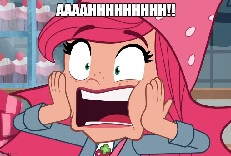 Strawberry Shortcake Screams in Horror | AAAAHHHHHHHHH!! | image tagged in strawberry shortcake,strawberry shortcake berry in the big city,screaming in horror,reaction,memes,funny | made w/ Imgflip meme maker