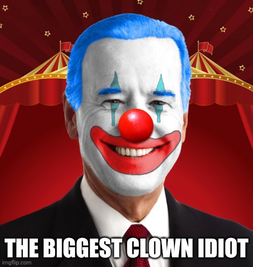 Biden clown | THE BIGGEST CLOWN IDIOT | image tagged in biden clown | made w/ Imgflip meme maker