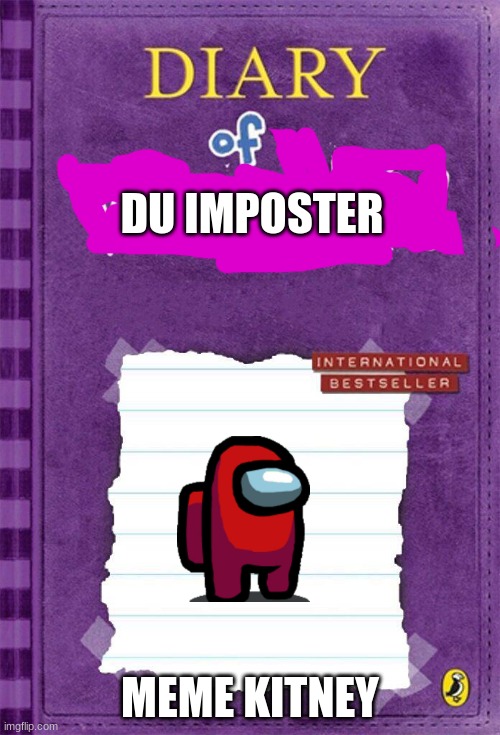 Diary of Du imposter cover | DU IMPOSTER; MEME KITNEY | image tagged in diary of a wimpy kid cover template | made w/ Imgflip meme maker