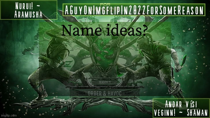 kinda want Hog_Cycler but that feels like stealing from carlos | Name ideas? | image tagged in aguyonimgflipforsomereason announcement temp 6 | made w/ Imgflip meme maker