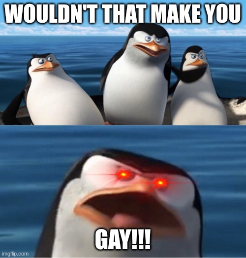 Wouldn't that make you | WOULDN'T THAT MAKE YOU GAY!!! | image tagged in wouldn't that make you | made w/ Imgflip meme maker