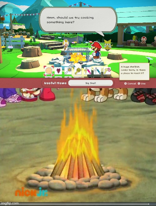 Get Grilling In Toad's BBQ Food Eatery With Dora, Boots, Mario, & Olivia | image tagged in dora the explorer,paper mario the origami king | made w/ Imgflip meme maker