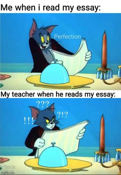 Omg teacher you don't understand it!?  | image tagged in teacher,essay,tom | made w/ Imgflip meme maker