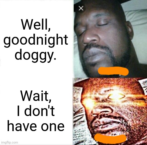 Sleeping Shaq | Well, goodnight doggy. Wait, I don't have one | image tagged in memes,sleeping shaq,demon,doge | made w/ Imgflip meme maker