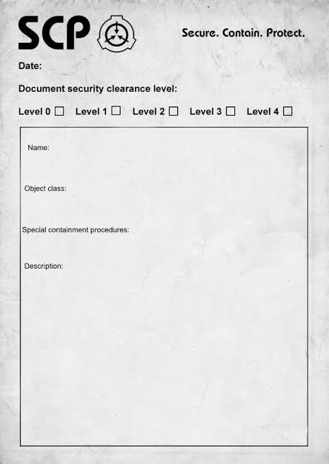 High Quality SCP Template Document Blank Meme Template