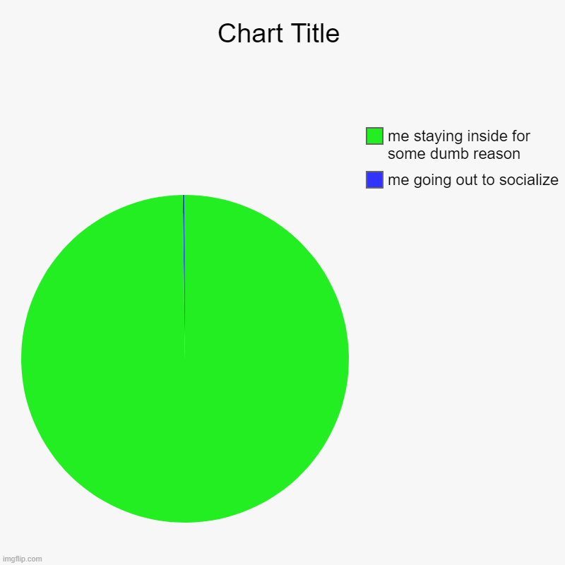 me going out to socialize   , me staying inside for some dumb reason | image tagged in charts,pie charts | made w/ Imgflip chart maker