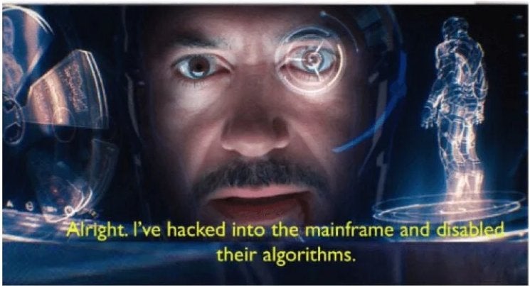 ive hacked into the mainframe tony stark Blank Meme Template