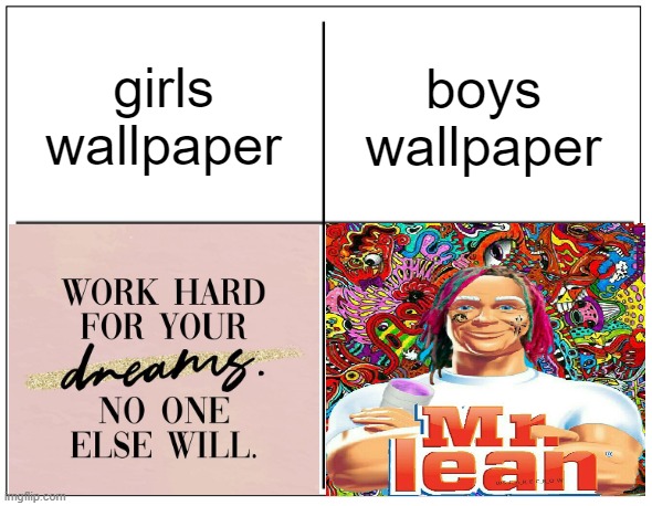boys wallpaper vs boys | girls wallpaper; boys wallpaper | image tagged in 4 square grid | made w/ Imgflip meme maker