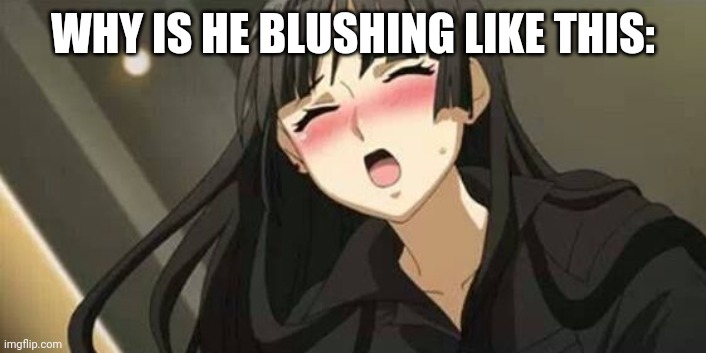 Anime blushing | WHY IS HE BLUSHING LIKE THIS: | image tagged in anime blushing | made w/ Imgflip meme maker