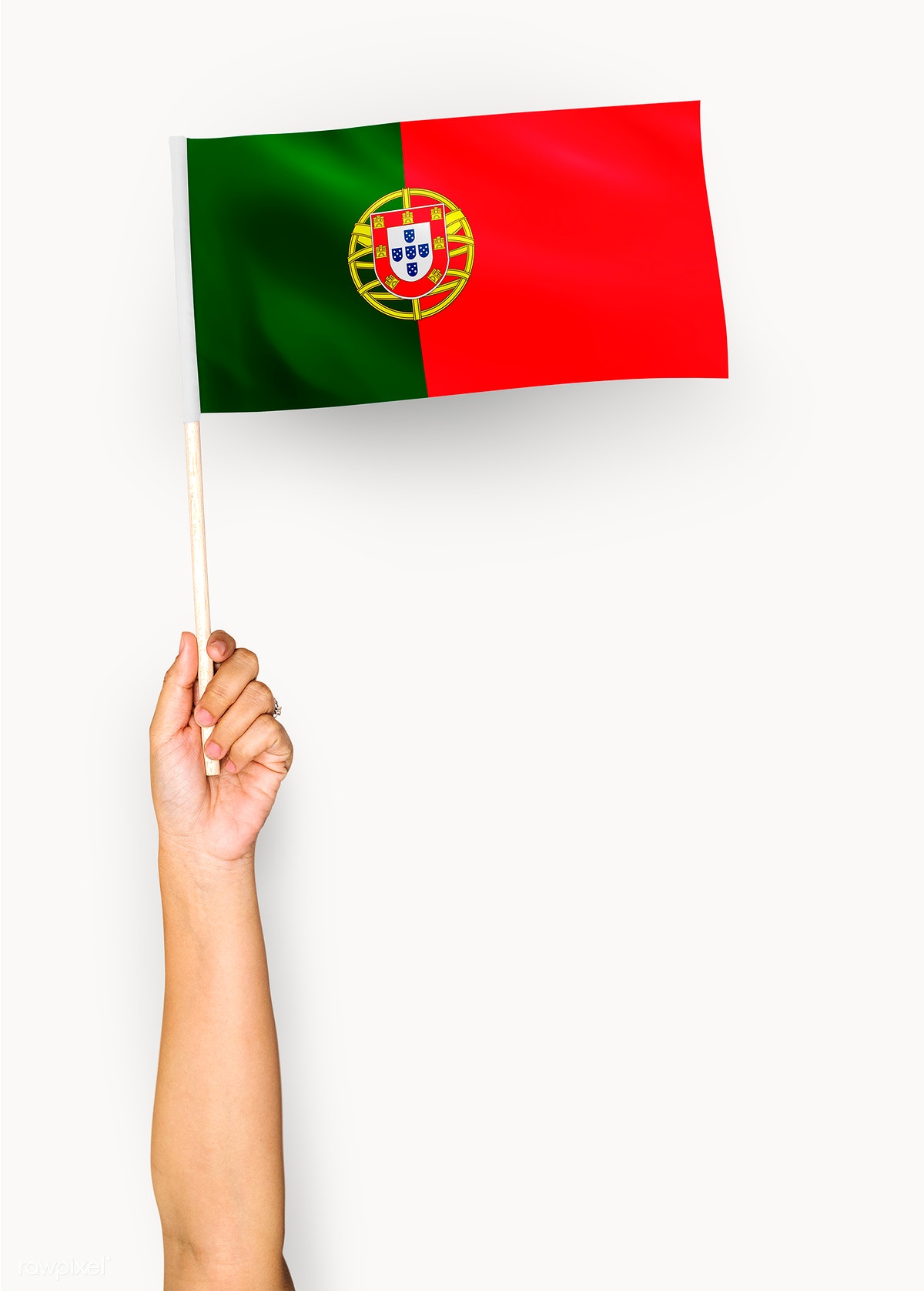 Portuguese Flag held up Blank Meme Template