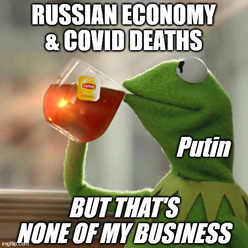 But That's None Of My Business Meme | RUSSIAN ECONOMY & COVID DEATHS BUT THAT'S NONE OF MY BUSINESS Putin | image tagged in memes,but that's none of my business,kermit the frog | made w/ Imgflip meme maker