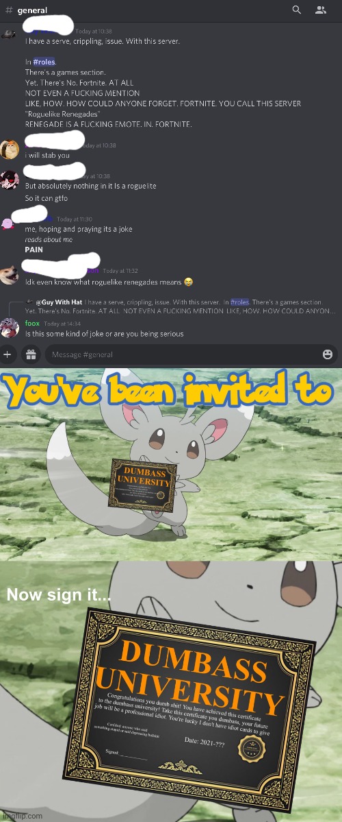 fortnite person | image tagged in you've been invited to dumbass university | made w/ Imgflip meme maker