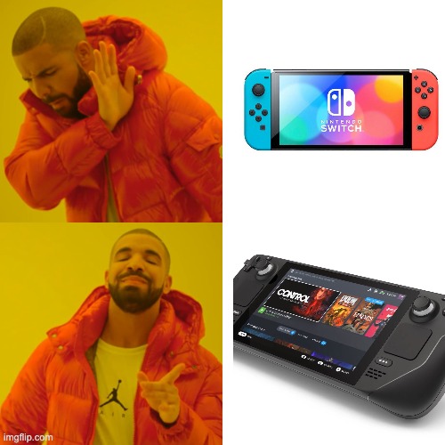image tagged in steam deck,nintendo switch | made w/ Imgflip meme maker