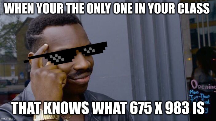 Roll Safe Think About It | WHEN YOUR THE ONLY ONE IN YOUR CLASS; THAT KNOWS WHAT 675 X 983 IS | image tagged in memes,roll safe think about it | made w/ Imgflip meme maker