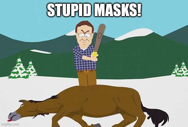 Beating a dead horse | STUPID MASKS! | image tagged in beating a dead horse | made w/ Imgflip meme maker