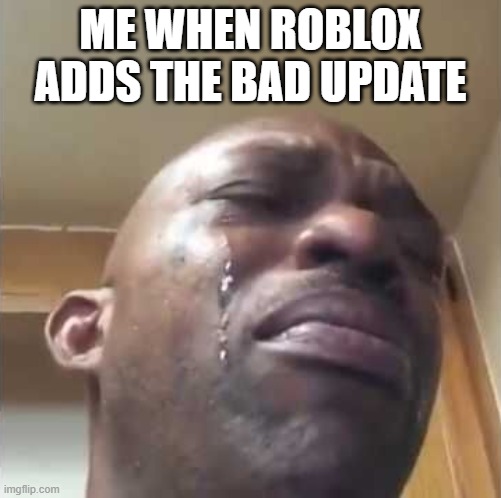 robloxs upcoming update | ME WHEN ROBLOX ADDS THE BAD UPDATE | image tagged in crying guy meme | made w/ Imgflip meme maker