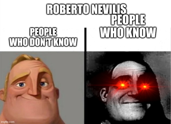 Teacher's Copy | ROBERTO NEVILIS; PEOPLE WHO KNOW; PEOPLE WHO DON'T KNOW | image tagged in teacher's copy | made w/ Imgflip meme maker