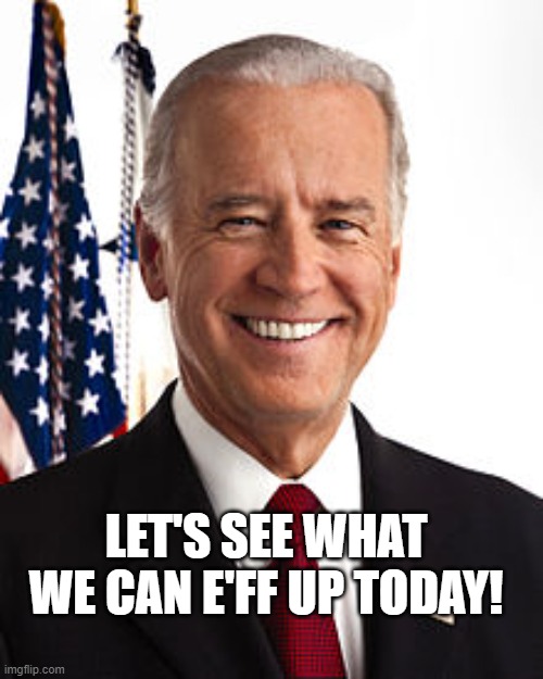 "Equality" We all Suffer equally! | LET'S SEE WHAT WE CAN E'FF UP TODAY! | image tagged in memes,joe biden | made w/ Imgflip meme maker