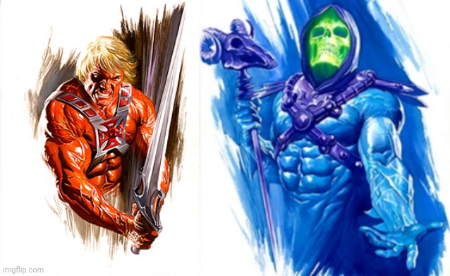 High Quality MOTU good vs Evil He Man v Skeletor Blank Meme Template