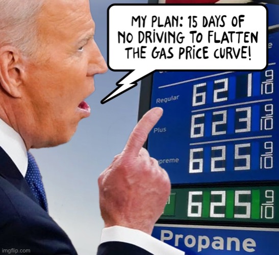 MY PLAN: 15 DAYS OF NO DRIVING TO FLATTEN THE GAS PRICE CURVEI | image tagged in meme,joe biden,gas,oil,inflation | made w/ Imgflip meme maker