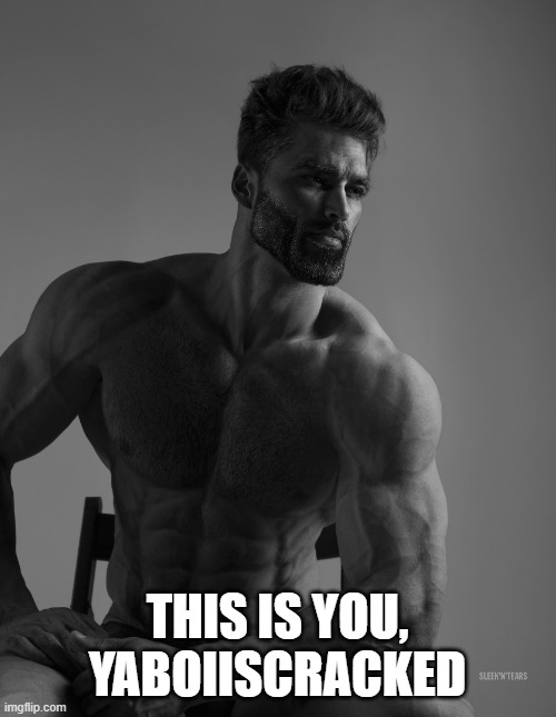 Giga Chad | THIS IS YOU, YABOIISCRACKED | image tagged in giga chad | made w/ Imgflip meme maker