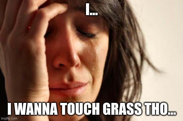 I... I WANNA TOUCH GRASS THO... | image tagged in memes,first world problems | made w/ Imgflip meme maker