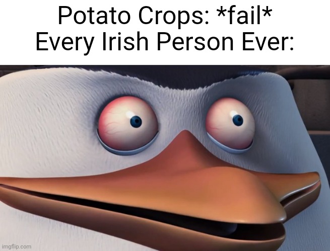 Uh Oh. | Potato Crops: *fail*
Every Irish Person Ever: | image tagged in shook skipper | made w/ Imgflip meme maker