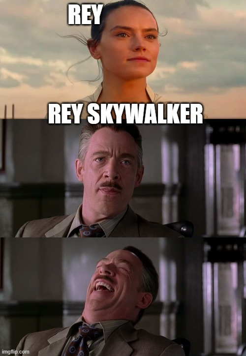 you can't be serious | REY; REY SKYWALKER | image tagged in jameson laugh,star wars,rey,skywalker | made w/ Imgflip meme maker
