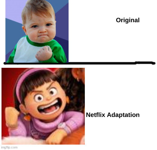 netflix adaption meme | image tagged in memes,netflix adaptation,funny,success kid | made w/ Imgflip meme maker