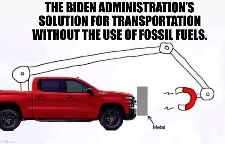 Fossil fuels | THE BIDEN ADMINISTRATION’S SOLUTION FOR TRANSPORTATION WITHOUT THE USE OF FOSSIL FUELS. | image tagged in green | made w/ Imgflip meme maker