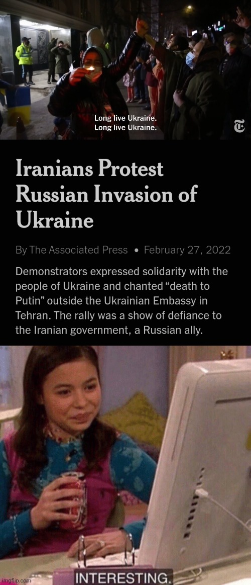 image tagged in icarly interesting,ukrainian lives matter,iran,protesters,putin facepalm,putin faceplant | made w/ Imgflip meme maker