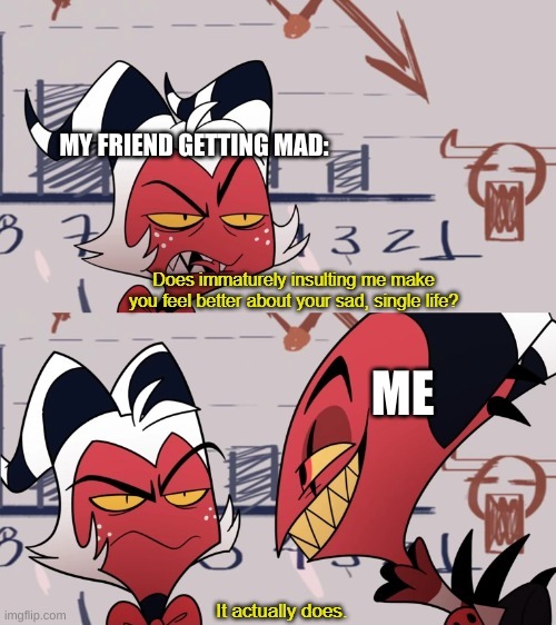 It actually does | MY FRIEND GETTING MAD:; ME | image tagged in it actually does | made w/ Imgflip meme maker