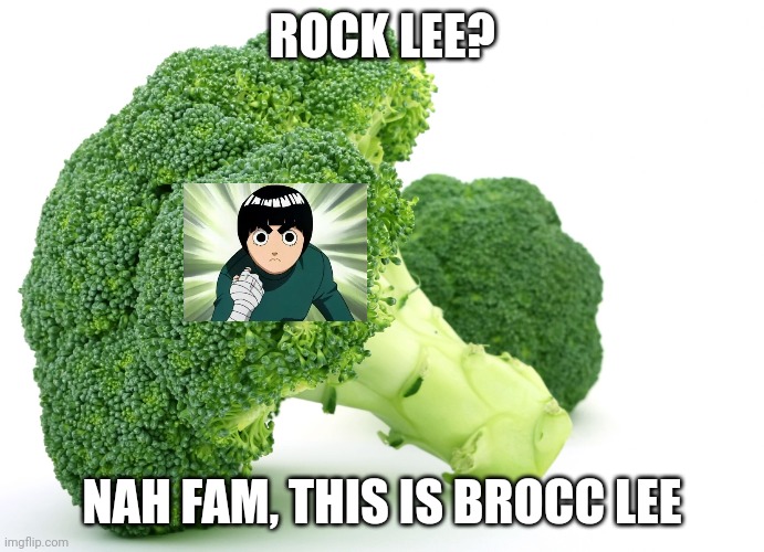 Broccoli | ROCK LEE? NAH FAM, THIS IS BROCC LEE | image tagged in broccoli | made w/ Imgflip meme maker