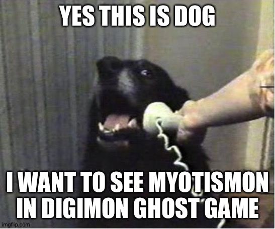 Yes this is dog | YES THIS IS DOG; I WANT TO SEE MYOTISMON IN DIGIMON GHOST GAME | image tagged in yes this is dog | made w/ Imgflip meme maker