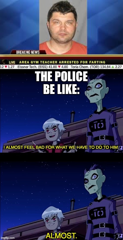 Florida man, you are being challenged | THE POLICE BE LIKE: | image tagged in albedo almost | made w/ Imgflip meme maker