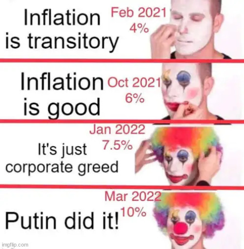 Bring in the Biden regime clown to explain inflation... | image tagged in clowns,inflation | made w/ Imgflip meme maker